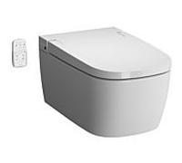 WC suspendu VitrA V-care avec douche et chasse d'eau profonde 5674B403-6195 blanc VC, avec fonction bidet