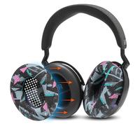 WC SweatZ Momentum 4 - Coussinets d'oreille brevetés pour Casque Supra-auriculaire sans Fil Sennheiser Momentum 4 par Wicked Cushions |Résistant à la Transpiration et Facilement Lavable | 90's Black