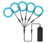 Wcawnlt 5x 1 Meter EL Fil Néon Lumière Strobing Flexible Fil Neon LED Flexible Thin LED Wire Bleu Glace Pour Décoration DIY Fête Halloween Noël (Sans Piles)