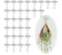 Wcawnlt Crochets Adhésifs pour Plafond Sans Percer, Crochets Transparente Puissants avec Anneaux Métalliques 30pcs, Accroche Plafond Sans Percer pour Décoration Maison, Cuisine, Salle de Bain et Fête