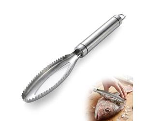 Wcawnlt Ecailleur Poisson Pro en Acier INOX 304, Ecailleur à Poisson 2-en-1 avec Pince à Désarêter Le Poisson, Idéal pour la Cuisine Familiale, les Restaurants et les Pêcheurs