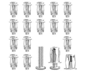 Wcawnlt Écrou à Pétale M5x25 pour Fixation Robuste en Zone Aveugle, Cheville Métal Expansion, Idéal pour Carrosserie Van et Plaque Fine, 15pcs Argent