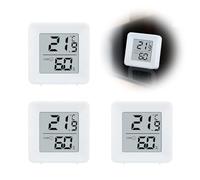 Wcawnlt Mini Thermomètre Hygromètre Intérieur, Lot de 3 Capteurs Numériques Haute Précision, Écran Carré, Blanc, Pour Maison, Chambre Bébé, Salle de Bain, Bureau et Voiture