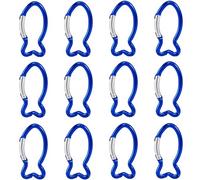 Wcawnlt Mousqueton Poisson Bleu Haute Visibilité 12 Pièces, Fixation Rapide d'une Main pour Camping et Randonnée, Petit Karabiner en Aluminium Robuste pour Attache Sac à Dos Porte Clés Équipement