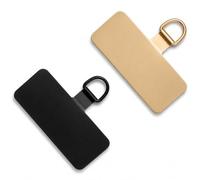 Wcawnlt Patch Téléphone Anti-Chute Sans Bloquer le Chargement, Plaquette Métal Ultra Fine pour Lanyard Cordon, Languette Universelle de Rechange pour Coque Intégrale, 2 Pièces (Noir, Or)