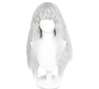 WCCNKK Anime Cosplay Perruque Griffith Long Curly Wavy Silver White Halloween Costume Cosplay Perruque, pour Fête Carnaval Noël, Exposition D'animation, Accessoires Décoratifs, Bonnet De Perruque