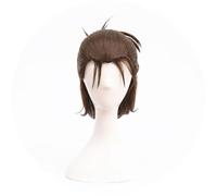 WCCNKK Anime Eren Jaeger Cosplay Perruque, Cheveux Bruns Mi-Attachés (Dernière Saison), Matériau Résistant Aux Hautes Températures, Convient pour Les Fêtes d'halloween, Cadeaux Anime