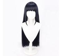 WCCNKK Anime Hyūga Hinata Cosplay Perruque, Cheveux Bleu-Noir Raides De 80 Cm, Matériau Résistant Aux Hautes Températures, Convient pour Les Fêtes d'halloween Et Les Conventions D'anime, Anime Cadeau