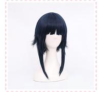 WCCNKK Anime Hyūga Hinata Cosplay Perruque, Cheveux Courts Bleu-Noir, Matériau Résistant Aux Hautes Températures, Convient pour Les Fêtes d'halloween Et Les Conventions D'anime, Anime Cadeau