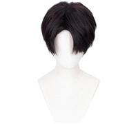 WCCNKK Anime Perruque Levi Ackerman Cosplay Perruque, Short Black Perruque, Halloween Perruque, pour Carnaval Noël, Quotidien Perruque, avec Bonnet De Perruque