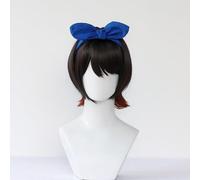 WCCNKK Anime Sarashina Ruka Cosplay Perruque, Cheveux Courts Bruns Ombrés Noirs avec Nœud, Matériau Résistant Aux Hautes Températures, Convient pour Les Fêtes d'halloween Et Les Conventions D'anime