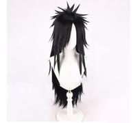 WCCNKK Anime Uchiha Madara Cosplay Perruque, Cheveux De 90 Cm, Matériau Résistant Aux Hautes Températures, Convient pour Les Fêtes d'halloween Et Les Conventions D'anime, Anime Cadeau,Noir