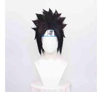 WCCNKK Perruque Cosplay pour Uchiha Sasuke Cosplay Perruque, Perruque Noire avec Bandeau Bleu, Anime Perruque Cosplay Anime Wig Homme Femme Cosplay Perruques Déguisements Halloween