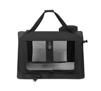 WCDFTASL Caisse for Animaux de Compagnie à 3 Portes à côtés Souples, chenil de Voyage Pliable avec Sangles et Tapis for Chiens, Chats et Lapins(Black,M 60X42X42CM)