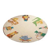 WCDFTASL Compatible avec Le Tapis Rond for Enfants VIKAMA, Tapis de Jeu éducatif antidérapant à Motif Carte du Monde et Animaux for Chambre à Coucher(QR-2,100X100CM(3.3X3.3FT)