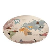 WCDFTASL Compatible avec Le Tapis Rond for Enfants VIKAMA, Tapis de Jeu éducatif antidérapant à Motif Carte du Monde et Animaux for Chambre à Coucher(QR-4,80X80CM(2.6X2.6FT)