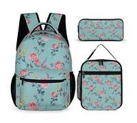 WCEECE Cartable Fille Primaire Cartable Fleur Sac À Dos Filles Enfants Elementaire Sacs Scolaires De 3 Pieces Avec Sacs À Lunch Et Trousse Pour CP CE1 CM1 CM2 D'école Étudiants