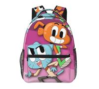 Wcguokj Anime The Amazing World of Gumball Sac à dos en toile drôle Couple Sacs à dos 3D Grande capacité Sac de voyage Gym Sac à dos Unisexe