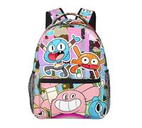 Wcguokj Anime The Amazing World of Gumball Sac à dos en toile drôle Couple Sacs à dos 3D Grande capacité Sac de voyage Gym Sac à dos Unisexe