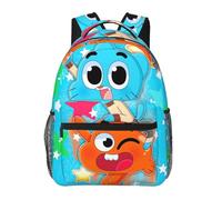 Wcguokj Anime The Amazing World of Gumball Sac à dos en toile drôle Couple Sacs à dos 3D Grande capacité Sac de voyage Gym Sac à dos Unisexe