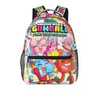 Wcguokj Anime The Amazing World of Gumball Sac à dos en toile drôle Couple Sacs à dos 3D Grande capacité Sac de voyage Gym Sac à dos Unisexe