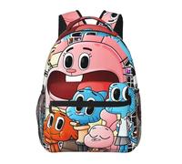 Wcguokj Anime The Amazing World of Gumball Sac à dos en toile drôle Couple Sacs à dos 3D Grande capacité Sac de voyage Gym Sac à dos Unisexe
