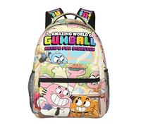Wcguokj Anime The Amazing World of Gumball Sac à dos en toile drôle Couple Sacs à dos 3D Grande capacité Sac de voyage Gym Sac à dos Unisexe