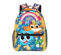 Wcguokj Anime The Amazing World of Gumball Sac à dos en toile drôle Couple Sacs à dos 3D Grande capacité Sac de voyage Gym Sac à dos Unisexe