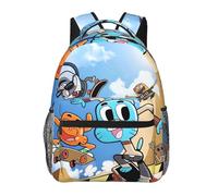 Wcguokj Anime The Amazing World of Gumball Sac à dos en toile drôle Couple Sacs à dos 3D Grande capacité Sac de voyage Gym Sac à dos Unisexe