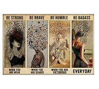 Wcguokj Poster en métal avec inscription « Music Girl Be Strong Be Strong Be Brave be Humble Be Badass » - Décoration murale pour la maison et la salle de bain - 15,2 x 20,3 cm
