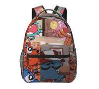 Wcguokj Sac à dos orange de dessin animé The Amazing Anime World Of Gumball Sac à dos léger et durable Sac à dos de voyage mignon