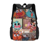 Wcguokj The Amazing Anime World Of Gumball Sac à dos cartable décontracté durable Sac à dos de voyage léger Cadeau pour les fans d'anime