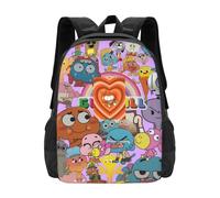 Wcguokj The Amazing Anime World Of Gumball Sac à dos cartable décontracté durable Sac à dos de voyage léger Cadeau pour les fans d'anime