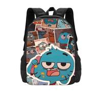 Wcguokj The Amazing Anime World Of Gumball Sac à dos cartable décontracté durable Sac à dos de voyage léger Cadeau pour les fans d'anime