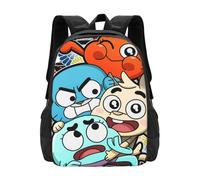 Wcguokj The Amazing Anime World Of Gumball Sac à dos cartable décontracté durable Sac à dos de voyage léger Cadeau pour les fans d'anime
