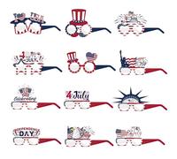 WchoeSS Lot de 12 lunettes de fête du 4 juillet, accessoires de jour de l'indépendance, lunettes patriotiques américaines, accessoires photo pour enfants et adultes