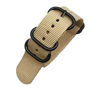 WchsTUmpxN Bracelet universel , 20/22/24 mm for hommes, bracelet de montre militaire en nylon de couleur unie avec 5 anneaux noirs, boucle rayée, accessoires de remplacement(Beige,20mm)