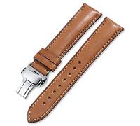 WchsTUmpxN Bracelet Universel,Bracelet de Montre France Cuir 16mm 18mm 19mm 20mm 22mm 24mm Bracelet en Cuir Hommes Femmes Bracelet Boucle Déployante Papillon (Color : Brown With Tan, Size : 20mm)