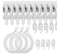 WCIC 32 Pièces Anneaux Rideaux en Plastique avec Crochets pour Rail, 30 mm, pour Rideau de Douche, Porte, Fenêtre - Blanc