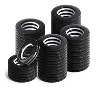 WCIC Anneaux de Rideaux 40mm en Plastique - 48 Pièces Noires pour Tringle à Rideaux - Anneaux d'Oeillet pour Bricolage et Fenêtre