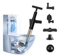 WCIC Déboucheur WC 5-en-1 Professionnel Haute Pression | Ventouse à Air Comprimé pour Toilette/Lavabo/Baignoire | Élimine Bouchons Cheveux et Papier | Nettoyage Canalisations Expert (Noir)