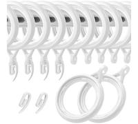 WCIC Lot de 48 Anneaux Rideaux en Plastique Blanc ø 40 mm - avec Crochets Intégrés pour Rail de Rideau - Système de Glissement Douche/Porte/Fenêtre/Cabine - Facile à Installer, sans Rouille, Blanc