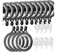 WCIC Lot de 48 Anneaux Rideaux en Plastique Noir avec Crochets Intégrés 30 mm - pour Rail de Rideau Douche, Porte Coulissante, Fenêtre - Facile à Installer, sans Rouille, Noir