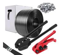 WCM Strapping Kit de cerclage, feuillard polypropylène, Outil de cerclage avec Rouleau de feuillard polypropylène 12 mm x 800 m - Résistance à la Rupture certifiée 140 kg