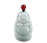 WCOCOW Collier amulette Feng Shui en jade naturel avec pendentif Bouddha rieur avec cordon pour femme et homme Long collier Talisman Attirer la richesse Prospérité Bonne Fortune