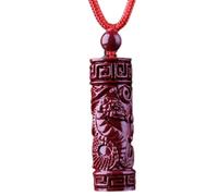 WCOCOW Collier Feng Shui en cristal cinabre - Collier avec pendentif animaux du zodiaque chinois - Collier long avec cordon - Pierre précieuse naturelle - Talisman porte-bonheur, Pig, Gemme