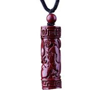 WCOCOW Collier Feng Shui en cristal cinabre - Collier avec pendentif animaux du zodiaque chinois - Collier long avec cordon - Pierre précieuse naturelle - Talisman porte-bonheur, Horse, Gemme