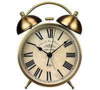 wcpqt RéVeil De Bureau RéTro, Horloge De Bureau à Chiffres Romains, RéVeil en MéTal Fonctionnant sur Piles, Horloge à Quartz Simple pour Le Salon Et La Chambre D'éTudiant