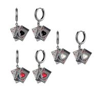 WCRAZYE Boucles d'oreilles créoles de poker pour femmes et adolescentes - Cartes à jouer en cristal - Cœurs rouges - Boucles d'oreilles pendantes - Pour anniversaire, jeu de hasard à Las Vegas