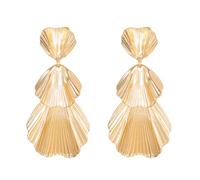 WCRAZYE Boucles d'oreilles en forme de fleur dorée pour femme - Grandes boucles d'oreilles en métal - Style bohème - Élégantes fleurs - Boucles d'oreilles pendantes tendance - Bijoux tendance, Zinc